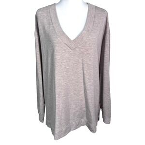 ORVIS Womens XXL Heathered Light Pink V Neck Long Sleeve Light Weight Sweatshirt